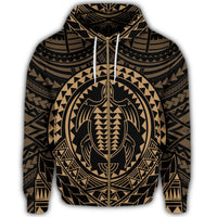 Hawaiian Kakau Honu Arc Polynesian Gold Zip Hoodie - Polynesian Pride