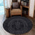 Hawaiian Kakau Honu Arc Polynesian Gray Round Carpet - AH - Polynesian Pride