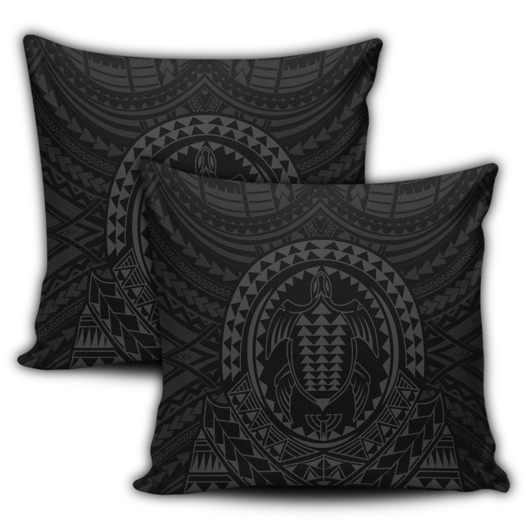 Hawaiian Kakau Honu Arc Polynesian Gray Pillow Covers - AH - Polynesian Pride