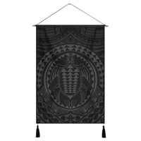 Hawaiian Kakau Honu Arc Polynesian Gray Hanging Poster - AH Hanging Poster Cotton And Linen - Polynesian Pride
