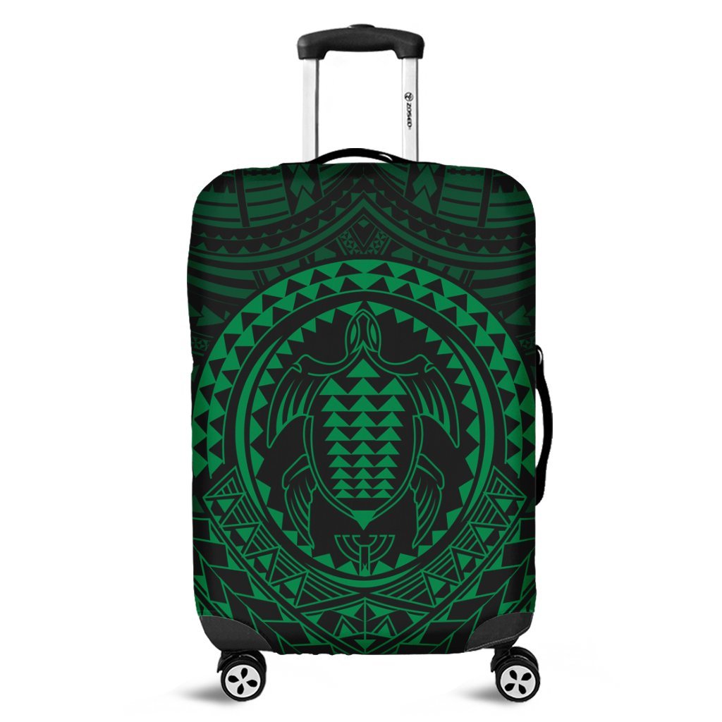 Hawaiian Kakau Honu Arc Polynesian Green Luggage Covers - AH Black - Polynesian Pride