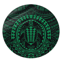 Hawaiian Kakau Honu Arc Polynesian Green Round Carpet - AH Round Carpet Luxurious Plush - Polynesian Pride