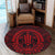 Hawaiian Kakau Honu Arc Polynesian Red Round Carpet - AH - Polynesian Pride