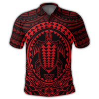 Hawaiian Kakau Honu Arc Polynesian Red Polo Shirt - Polynesian Pride