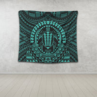 Hawaiian Kakau Honu Arc Polynesian Turquoise Tapestry - AH - Polynesian Pride