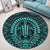 Hawaiian Kakau Honu Arc Polynesian Turquoise Round Carpet - AH - Polynesian Pride