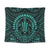 Hawaiian Kakau Honu Arc Polynesian Turquoise Tapestry - AH Wall Tapestry Black - Polynesian Pride