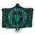 Hawaiian Kakau Honu Arc Polynesian Turquoise Hooded Blanket - AH Hooded Blanket White - Polynesian Pride