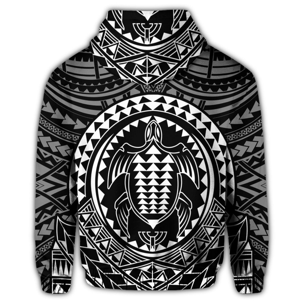 Hawaiian Kakau Honu Arc Polynesian White Hoodie - Polynesian Pride