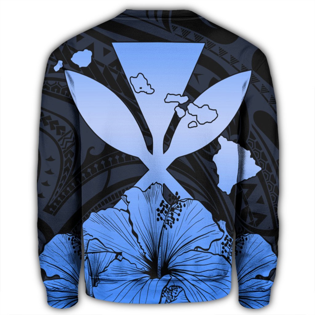 Hawaiian Kanaka Sweatshirt Hibiscus Polynesian Love - Blue - AH - Polynesian Pride