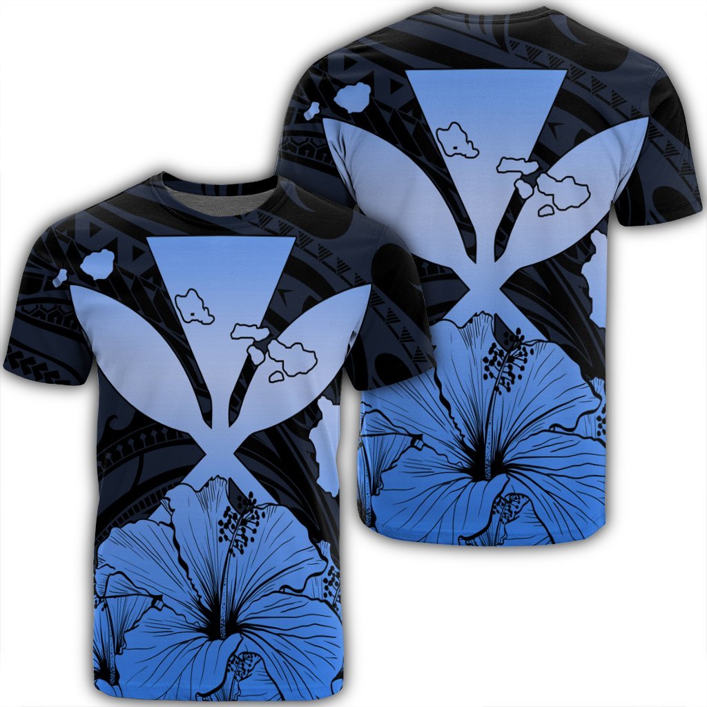 Hawaiian Kanaka T Shirt Hibiscus Polynesian Love Blue Unisex Black - Polynesian Pride