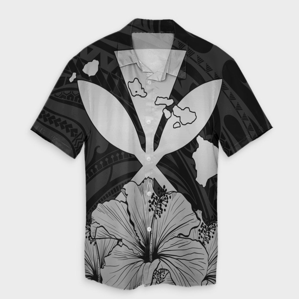 Hawaiian Kanaka Hawaiian Shirt Hibiscus Polynesian Love - Gray - AH Unisex Black - Polynesian Pride