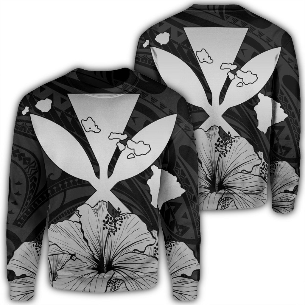 Hawaiian Kanaka Sweatshirt Hibiscus Polynesian Love - Gray - AH Unisex Black - Polynesian Pride