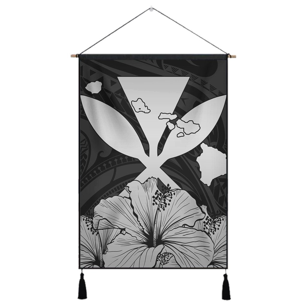Hawaiian Kanaka Hanging Poster Hibiscus Polynesian Love - Gray - AH Hanging Poster Cotton And Linen - Polynesian Pride