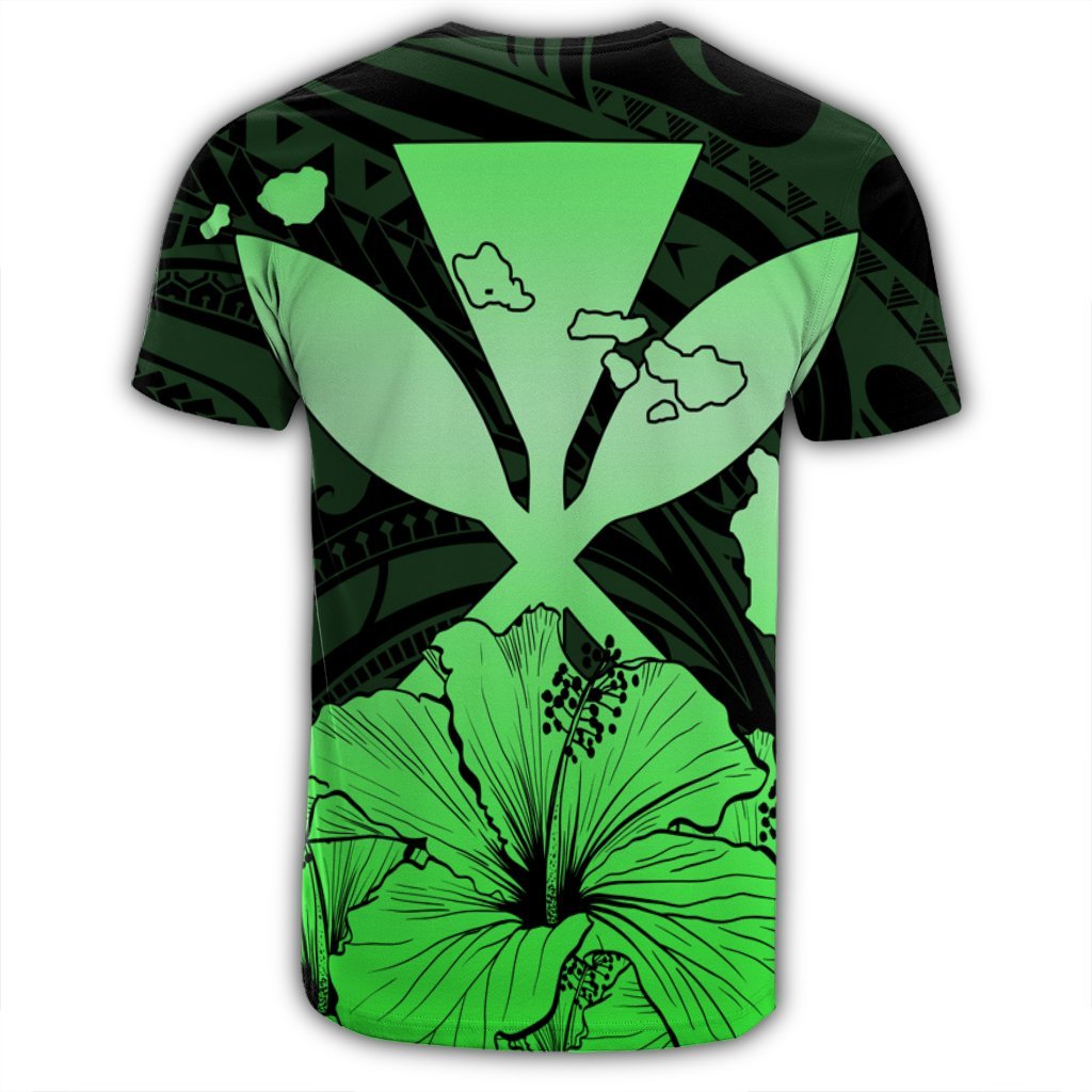 Hawaiian Kanaka T Shirt Hibiscus Polynesian Love Green - Polynesian Pride