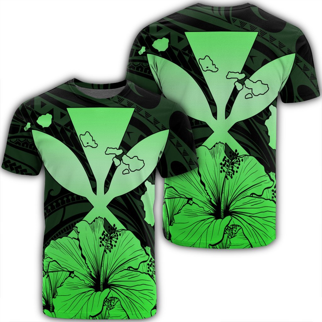 Hawaiian Kanaka T Shirt Hibiscus Polynesian Love Green Unisex Black - Polynesian Pride