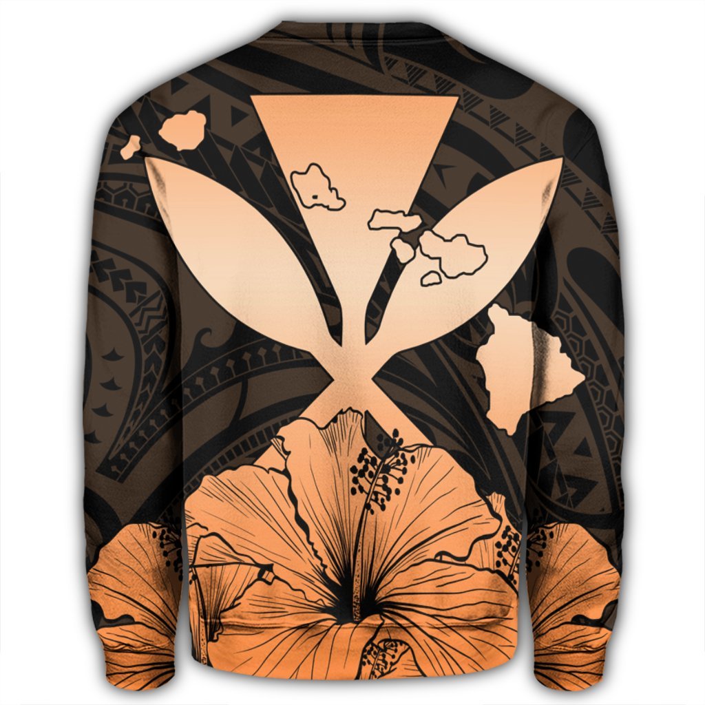 Hawaiian Kanaka Sweatshirt Hibiscus Polynesian Love - Orange - AH - Polynesian Pride