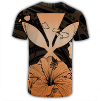 Hawaiian Kanaka T Shirt Hibiscus Polynesian Love Orange - Polynesian Pride