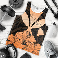 Hawaiian Kanaka Tank Top Hibiscus Polynesian Love - Orange - AH - Polynesian Pride