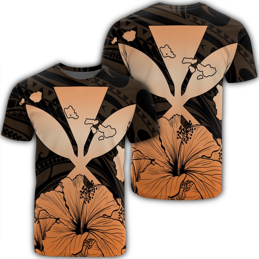 Hawaiian Kanaka T Shirt Hibiscus Polynesian Love Orange Unisex Black - Polynesian Pride