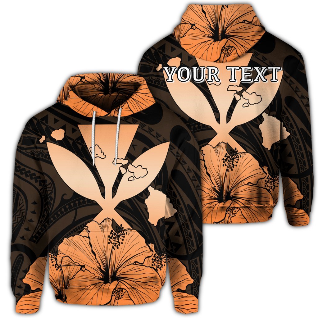 Custom Hawaiian Kanaka Hoodie Hibiscus Polynesian Love Orange Unisex Art - Polynesian Pride