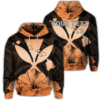 Custom Hawaiian Kanaka Hoodie Hibiscus Polynesian Love Orange Unisex Art - Polynesian Pride