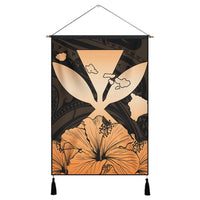 Hawaiian Kanaka Hanging Poster Hibiscus Polynesian Love - Orange - AH Hanging Poster Cotton And Linen - Polynesian Pride