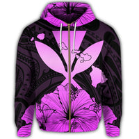 Hawaiian Kanaka Zip Hoodie Hibiscus Polynesian Love Pink - Polynesian Pride