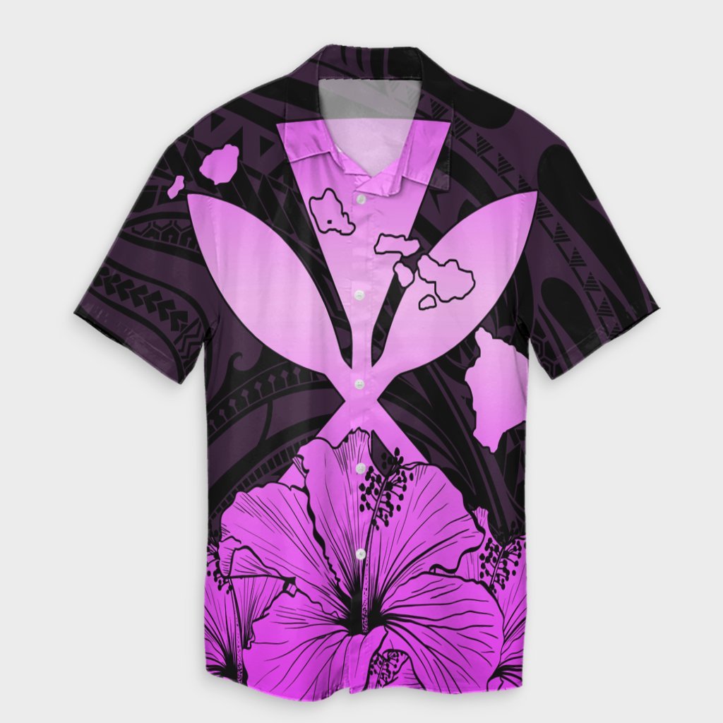 Hawaiian Kanaka Hawaiian Shirt Hibiscus Polynesian Love - Pink - AH Unisex Black - Polynesian Pride