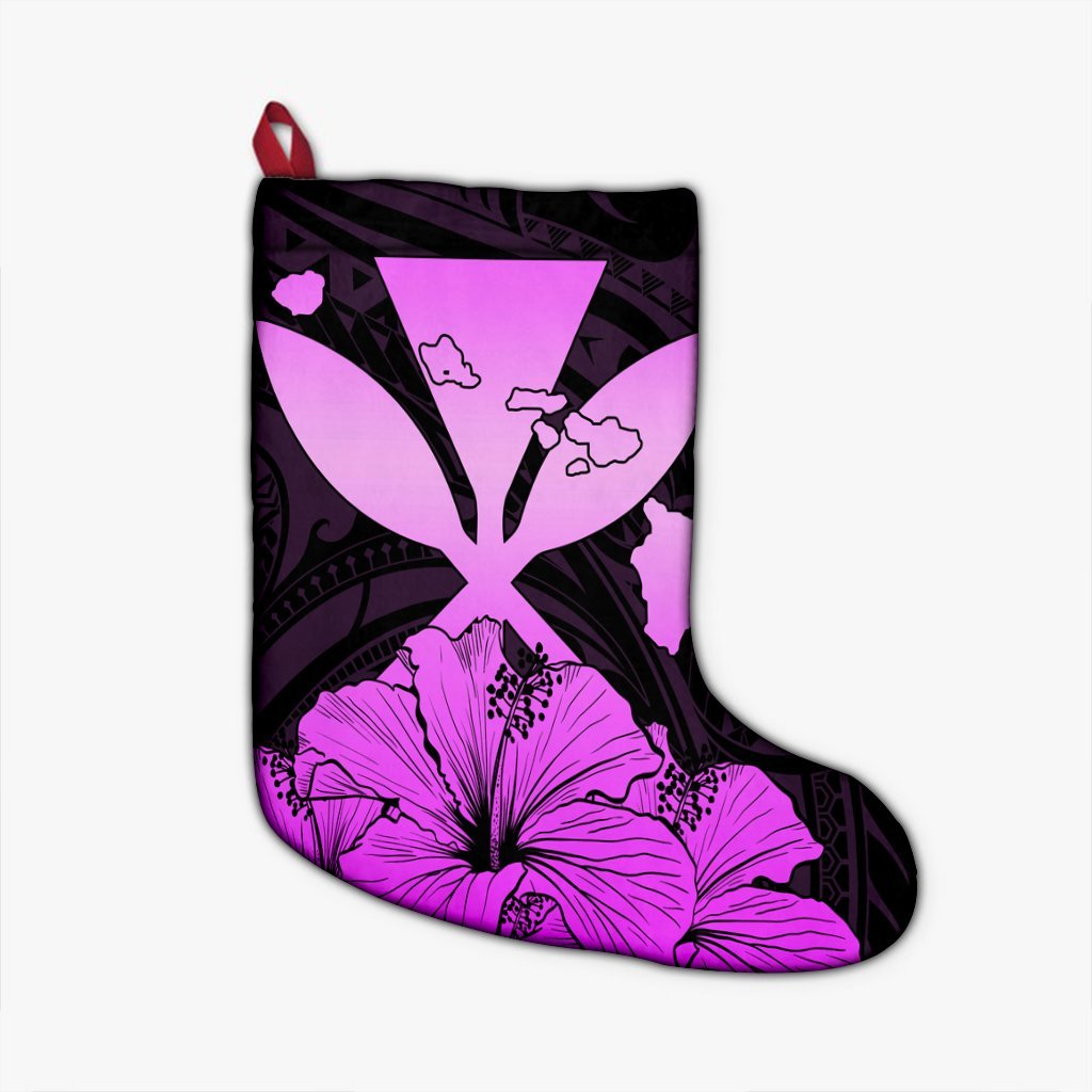 Hawaiian Kanaka Christmas Stocking Hibiscus Polynesian Love - Pink - AH Christmas Stocking 26 X 42 cm Black - Polynesian Pride