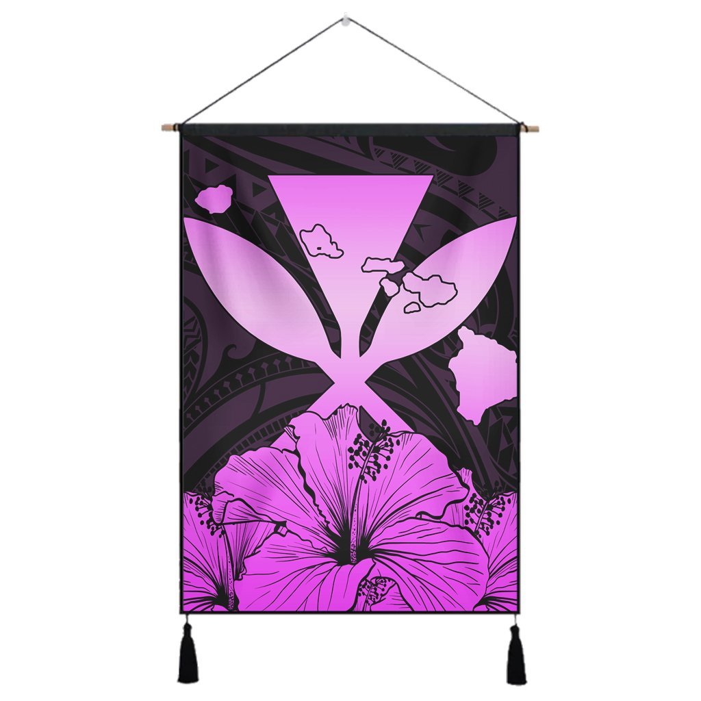 Hawaiian Kanaka Hanging Poster Hibiscus Polynesian Love - Pink - AH Hanging Poster Cotton And Linen - Polynesian Pride