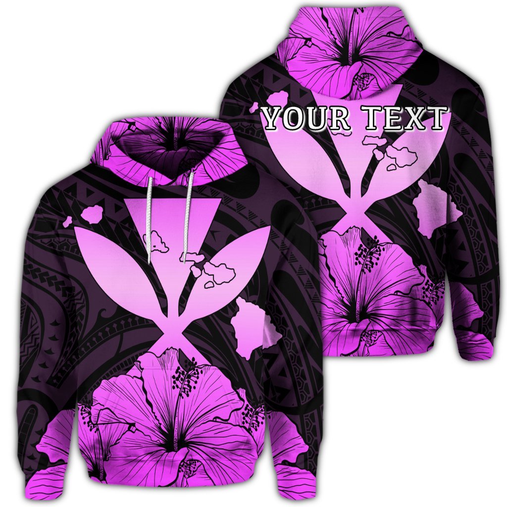 Custom Hawaiian Kanaka Hoodie Hibiscus Polynesian Love Pink Unisex Art - Polynesian Pride