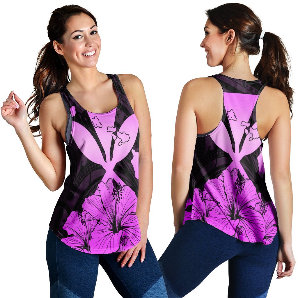Hawaiian Kanaka Racerback Tank Hibiscus Polynesian Love - Pink - AH Black - Polynesian Pride