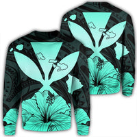 Hawaiian Kanaka Sweatshirt Hibiscus Polynesian Love - Turquoise - AH Unisex Black - Polynesian Pride