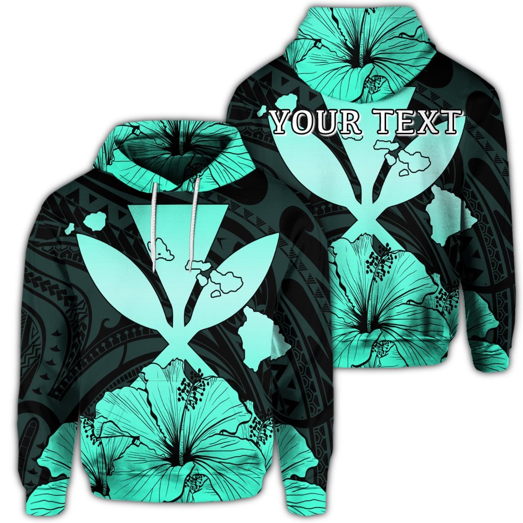 Custom Hawaiian Kanaka Hoodie Hibiscus Polynesian Love Turquoise Unisex Art - Polynesian Pride