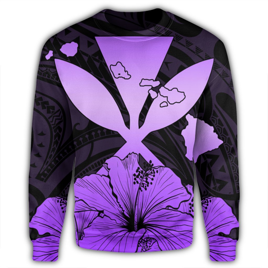 Hawaiian Kanaka Sweatshirt Hibiscus Polynesian Love - Violet - AH - Polynesian Pride