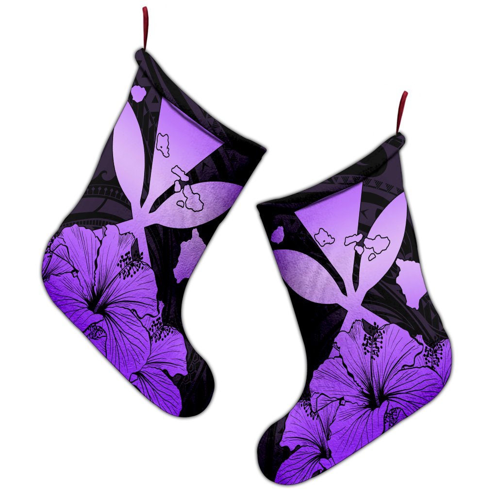 Hawaiian Kanaka Christmas Stocking Hibiscus Polynesian Love - Violet - AH - Polynesian Pride