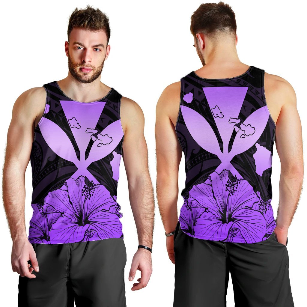 Hawaiian Kanaka Tank Top Hibiscus Polynesian Love - Violet - AH - Polynesian Pride