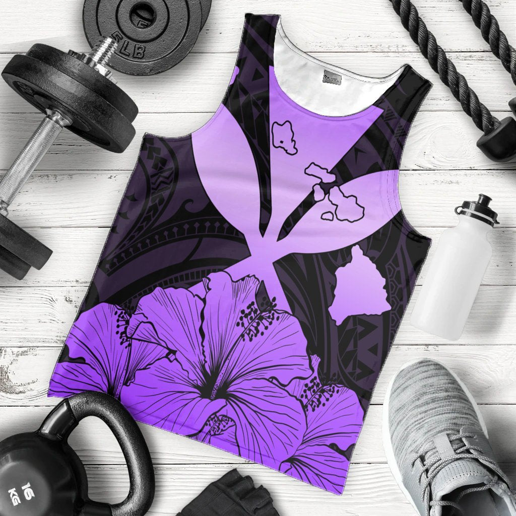 Hawaiian Kanaka Tank Top Hibiscus Polynesian Love - Violet - AH - Polynesian Pride