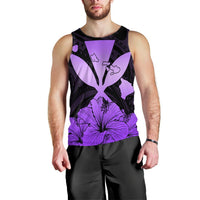 Hawaiian Kanaka Tank Top Hibiscus Polynesian Love - Violet - AH Black - Polynesian Pride