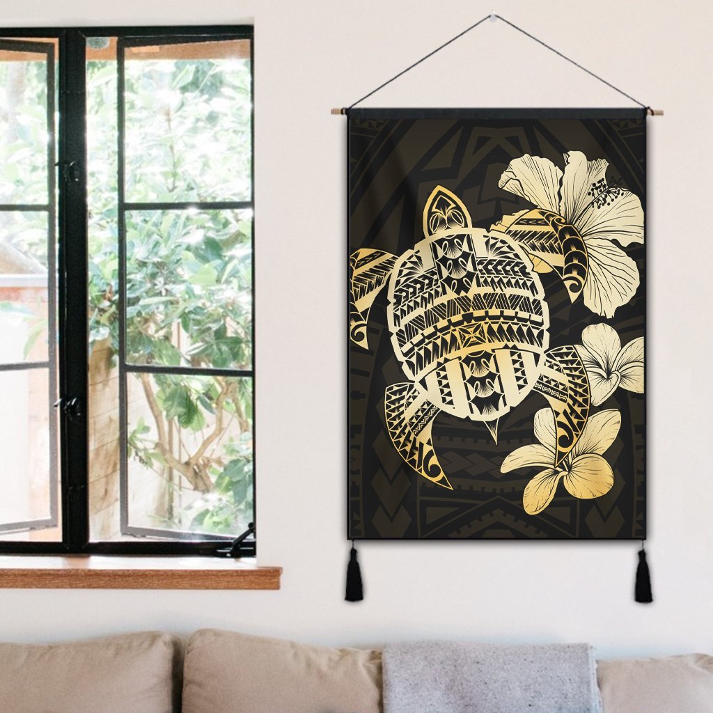 Hawaiian Kanaka Hibiscus Plumeria Mix Polynesian Turtle Hanging Poster - AH - Polynesian Pride