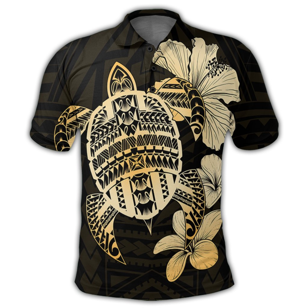 Hawaiian Kanaka Hibiscus Plumeria Mix Polynesian Turtle Polo Shirt - Polynesian Pride