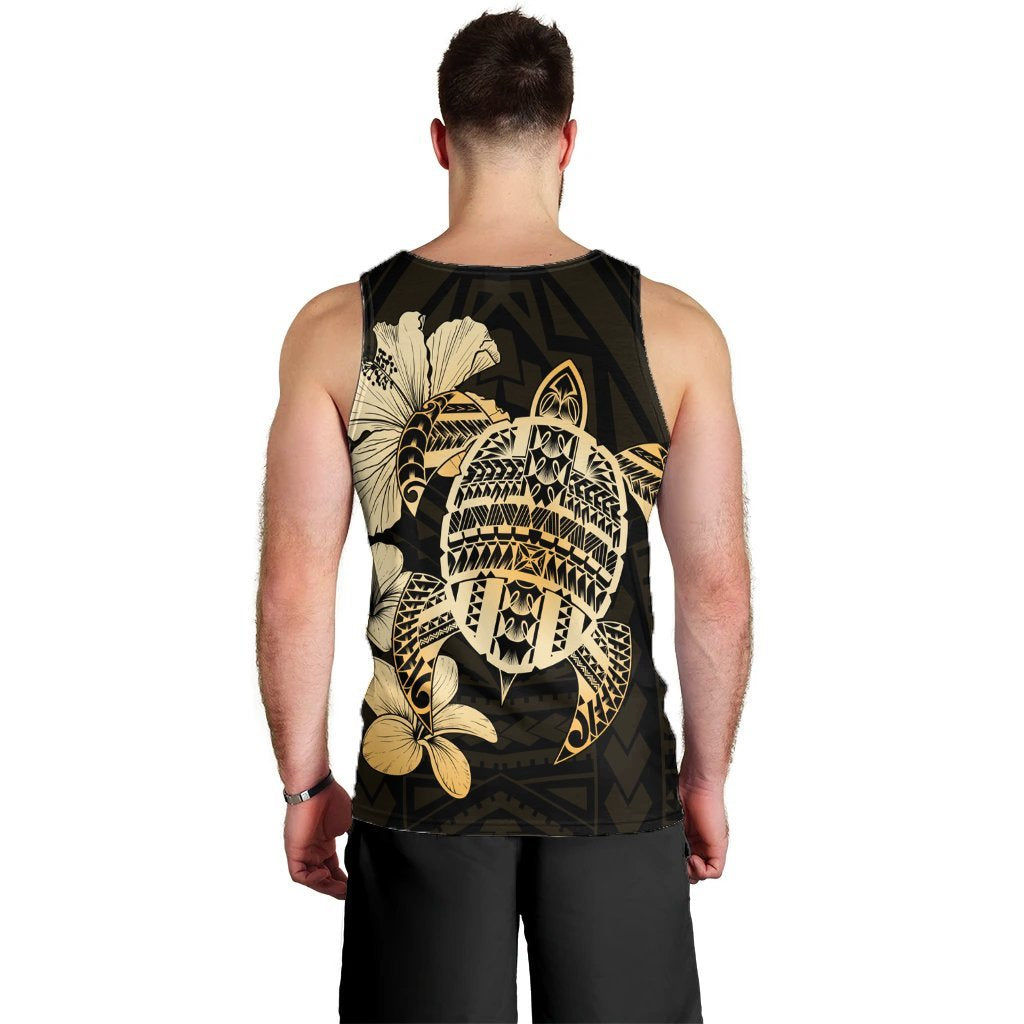 Hawaiian Kanaka Hibiscus Plumeria Mix Polynesian Turtle Tank Top - AH - Polynesian Pride