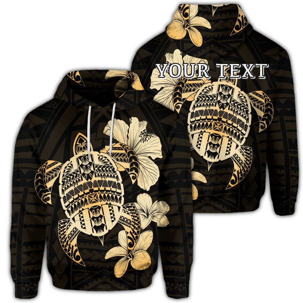 Custom Hawaiian Kanaka Hibiscus Plumeria Mix Polynesian Turtle Hoodie Unisex Art - Polynesian Pride