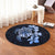 Hawaiian Kanaka Hibiscus Plumeria Mix Polynesian Turtle Round Carpet - Blue - AH - Polynesian Pride