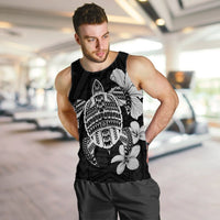 Hawaiian Kanaka Hibiscus Plumeria Mix Polynesian Turtle Tank Top - Gray - AH - Polynesian Pride