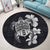 Hawaiian Kanaka Hibiscus Plumeria Mix Polynesian Turtle Round Carpet - Gray - AH - Polynesian Pride