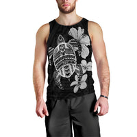 Hawaiian Kanaka Hibiscus Plumeria Mix Polynesian Turtle Tank Top - Gray - AH Black - Polynesian Pride