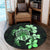 Hawaiian Kanaka Hibiscus Plumeria Mix Polynesian Turtle Round Carpet - Green - AH - Polynesian Pride