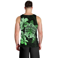 Hawaiian Kanaka Hibiscus Plumeria Mix Polynesian Turtle Tank Top - Green - AH - Polynesian Pride